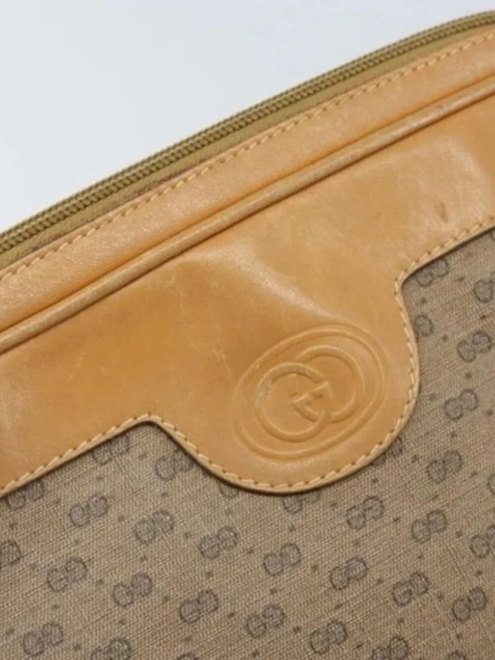 GUCCI Micro GG Supreme Shoulder Bag PVC Beige Gold 001 104 0558 Auth ka3520